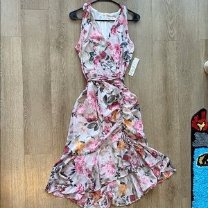 Ivory blush floral asymmetrical hem Sundress